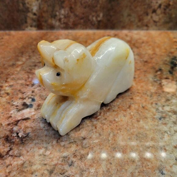 Vintage Hand Carved Onyx Bear Sculpture - Picture 6 of 12